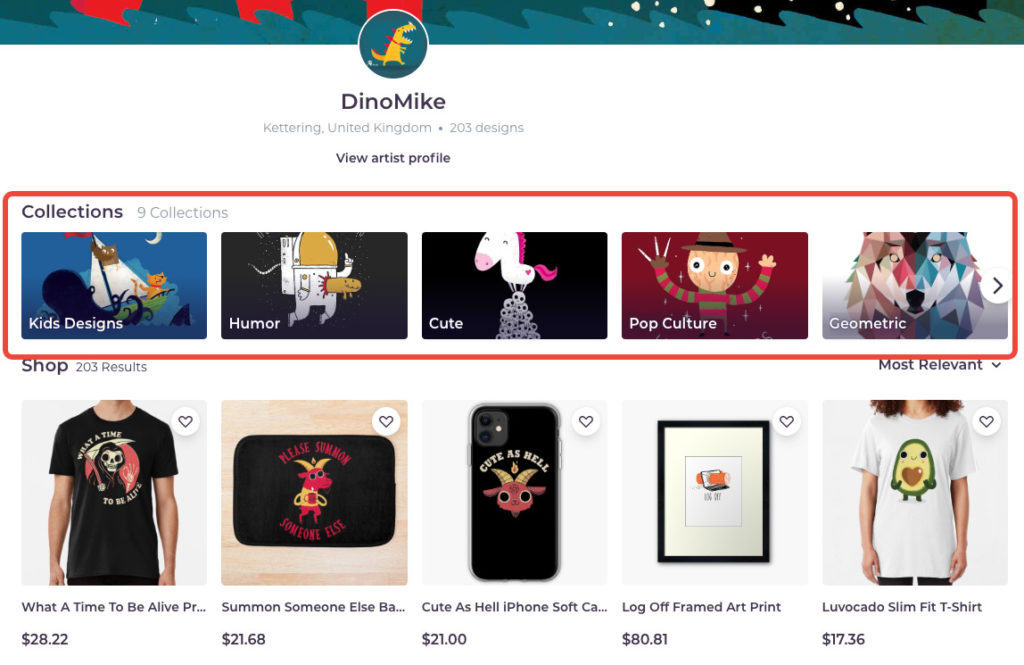 مجموعات Redbubble